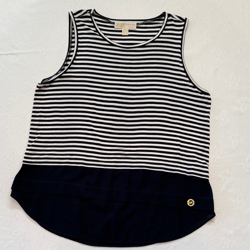 Michael Kors Navy and White Striped Tank Top